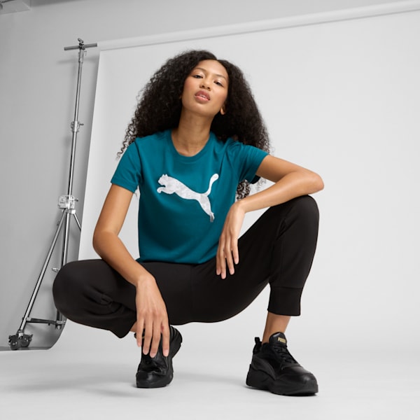 Camiseta Holiday Metallic para mujer, Cold Green, extralarge
